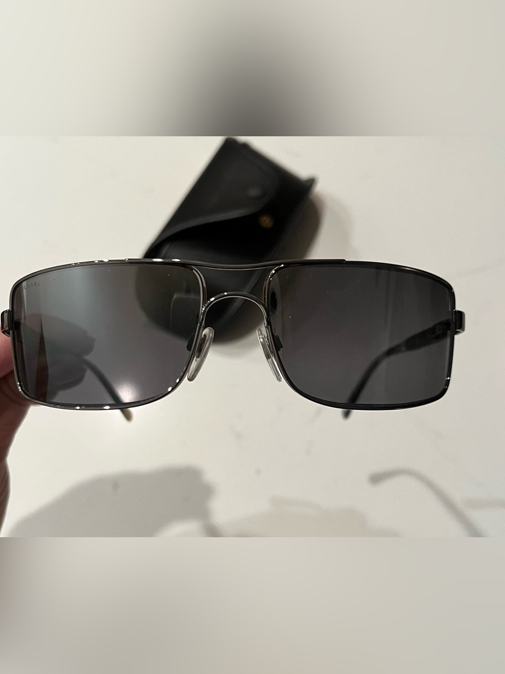 BVLGARI Black Men’s sunglasses with Leather Eyewear Case with Snap Closure